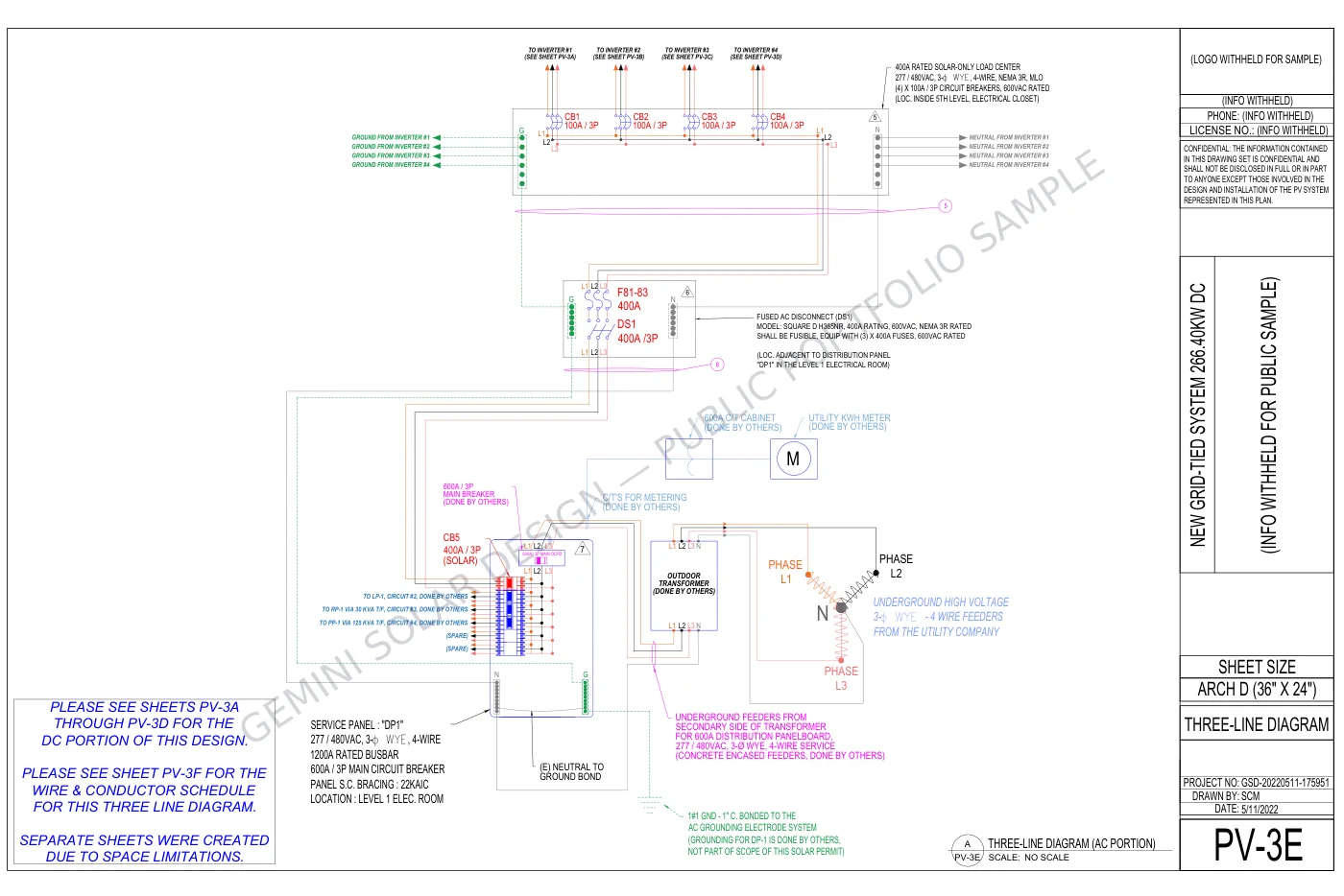 480V Parking Garage PV System - Electrical Diagram
