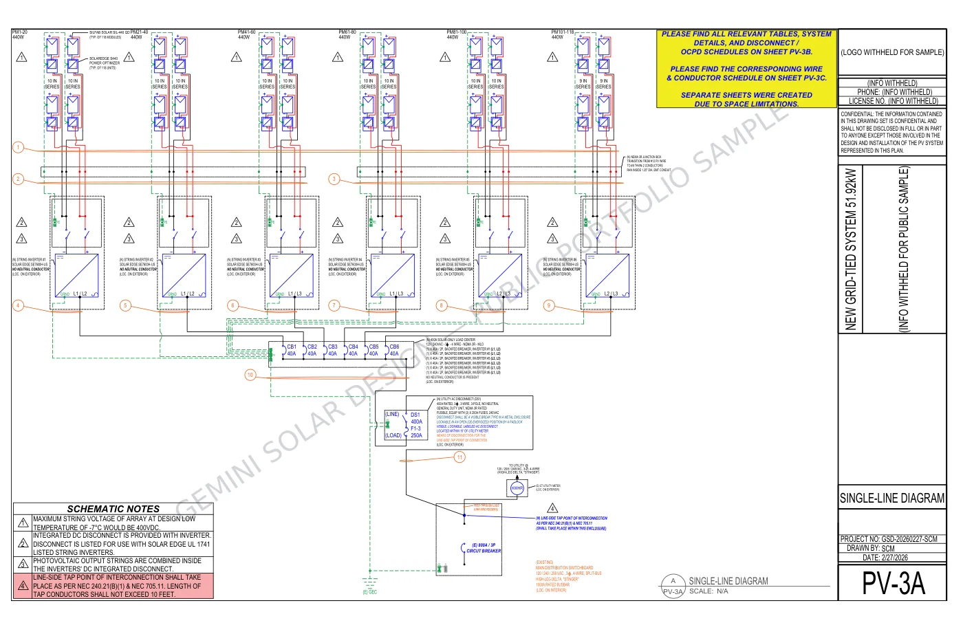 High-Leg Delta SolarEdge Roof Mount - Electrical Diagram
