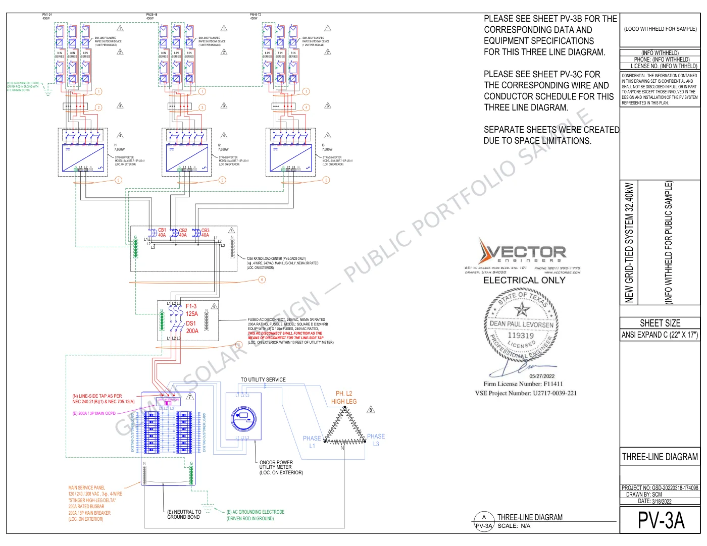 SMA High-Leg Delta Ballasted Roof Mount - Electrical Diagram