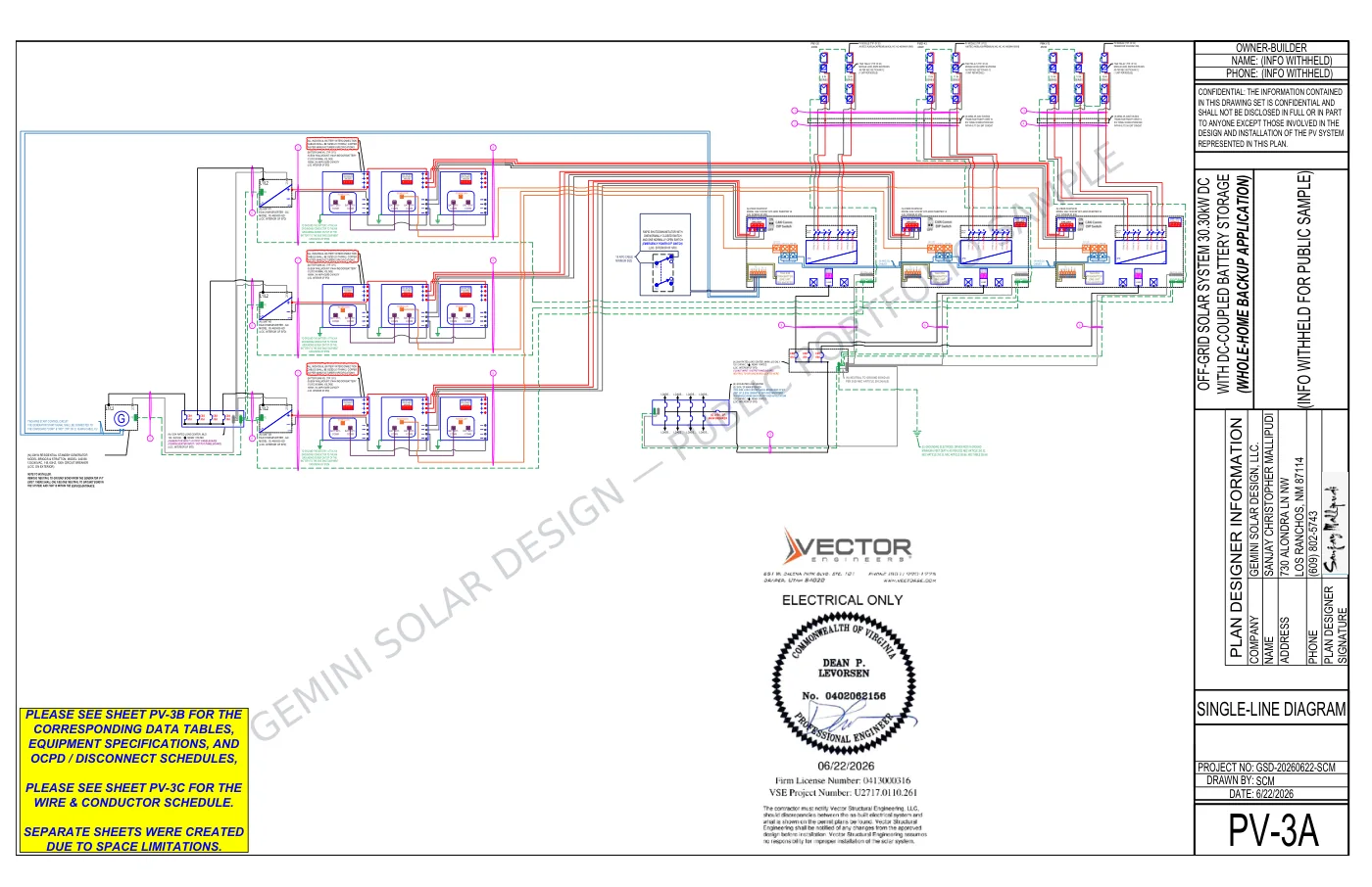 Three EG4 12000XP Inverters + Whole-Home Backup - Electrical Diagram