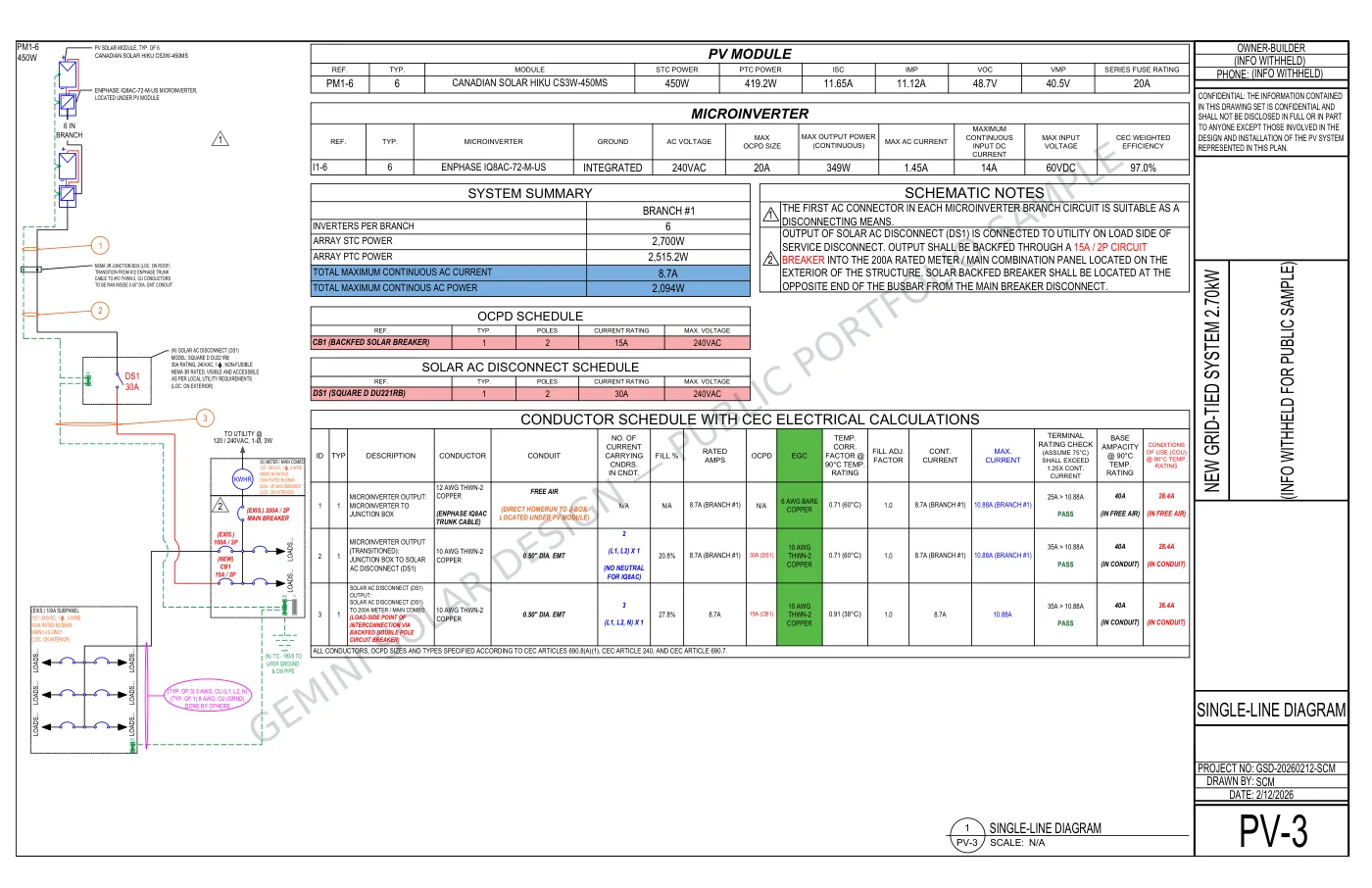 Enphase Microinverter Triplex - Electrical Diagram