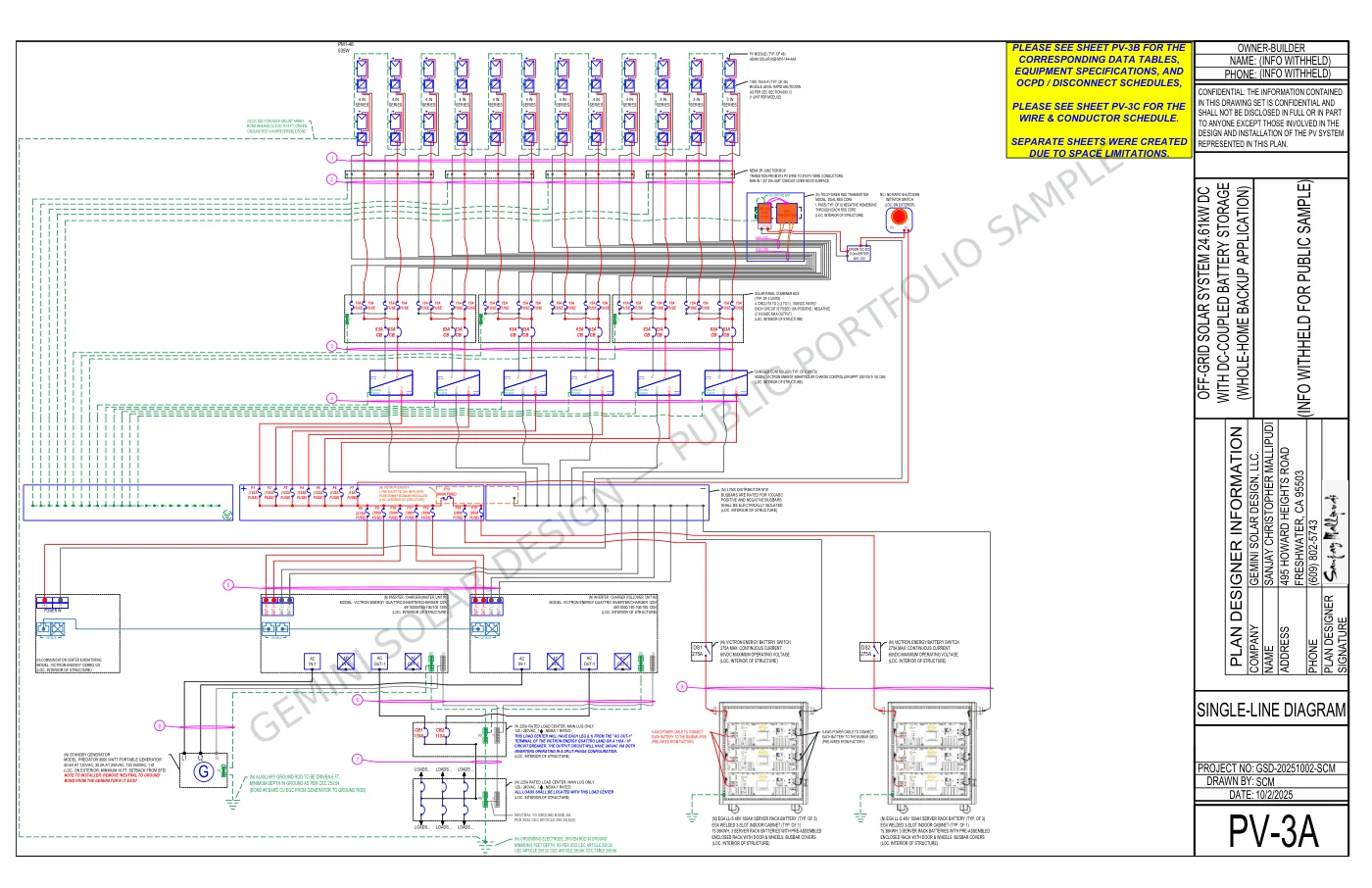 Victron off-grid solar electrical diagram sample